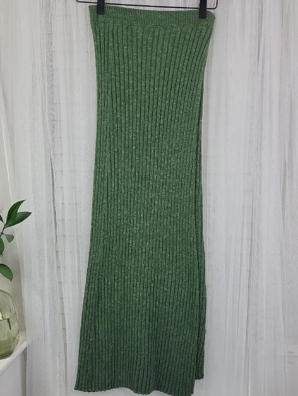 Free People Womens Ribbed Knit Maxi Skirt‎ in Forest Green. Size S